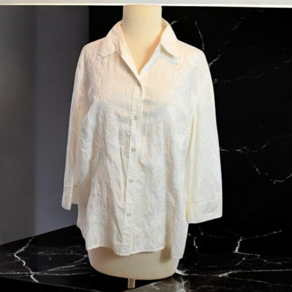 Vintage Eddie Bauer Embroidered Button Front Shirt Tailored Fit XL - Picture 1 of 7